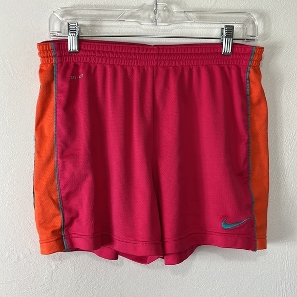 Nike Dri-Fit Activewear Shorts Women's Fitted M Pink Orange Teal Pull On - Picture 13 of 14